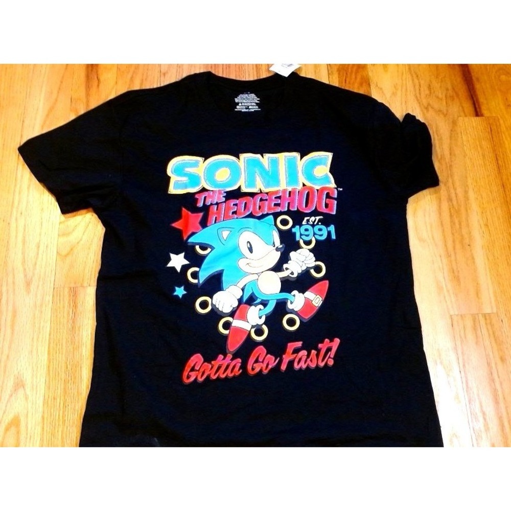 Sonic The Hedgehog - Gotta Run Fast Shirt, Black, BRAND NEW WITH TAGS